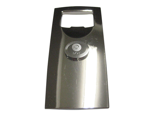 Silver Toned Oval Etched Polkadot Coin Cryptocurrency Blockchain Bottle Opener