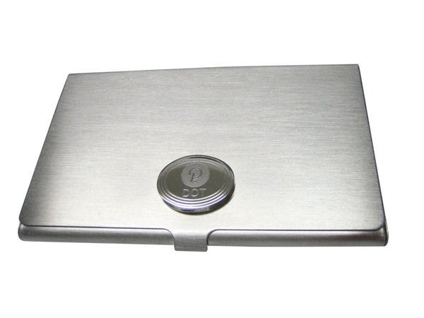 Silver Toned Oval Etched Polkadot Coin Cryptocurrency Blockchain Business Card Holder