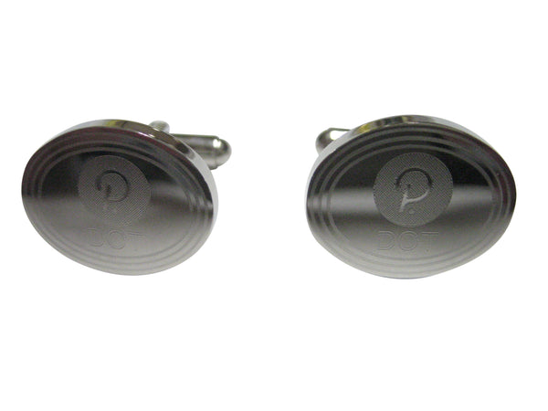Silver Toned Oval Etched Polkadot Coin Cryptocurrency Blockchain Cufflinks