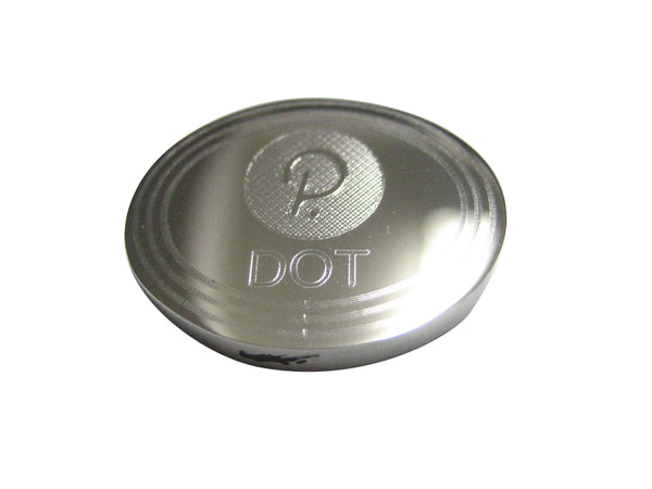 Silver Toned Oval Etched Polkadot Coin Cryptocurrency Blockchain Magnet