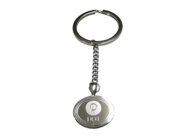 Silver Toned Oval Etched Polkadot Coin Cryptocurrency Blockchain Pendant Keychain
