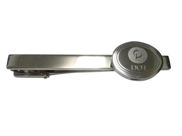 Silver Toned Oval Etched Polkadot Coin Cryptocurrency Blockchain Tie Clip