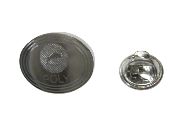 Silver Toned Oval Etched Polymath Coin POLY Cryptocurrency Blockchain Lapel Pin