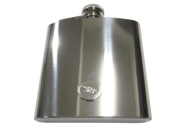 Silver Toned Oval Etched Sea Shell 6oz Flask