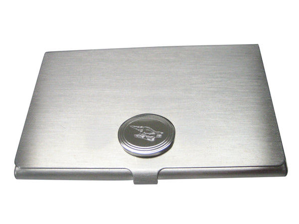Silver Toned Oval Etched Sea Shell Business Card Holder