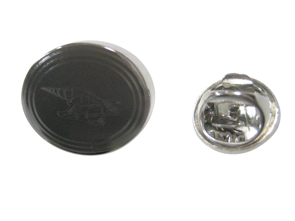 Silver Toned Oval Etched Sea Shell Lapel Pin