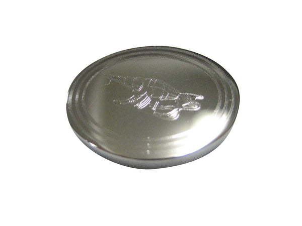 Silver Toned Oval Etched Sea Shell Magnet