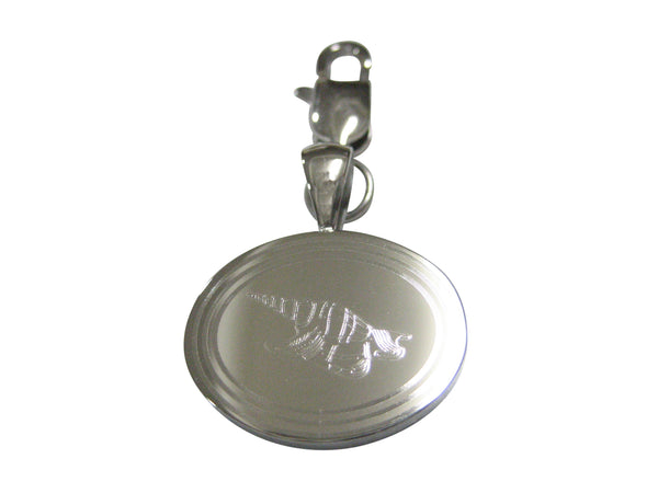 Silver Toned Oval Etched Sea Shell Pendant Zipper Pull Charm