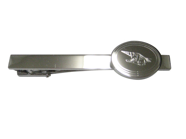 Silver Toned Oval Etched Sea Shell Tie Clip