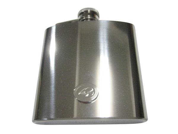 Silver Toned Oval Etched Shrimp 6oz Flask