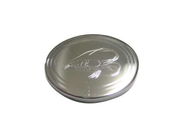 Silver Toned Oval Etched Shrimp Magnet