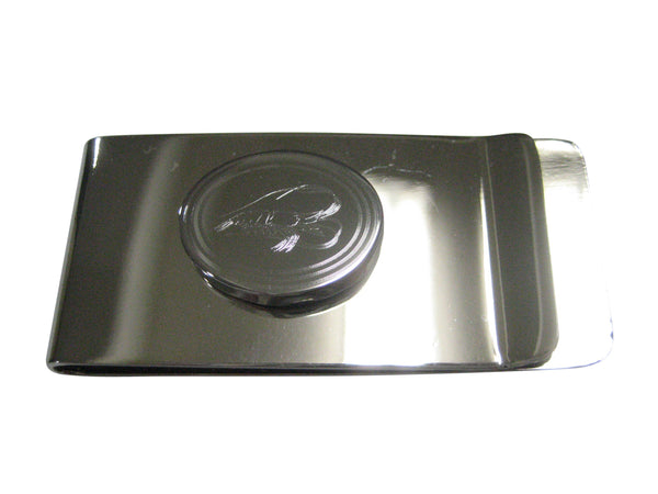 Silver Toned Oval Etched Shrimp Money Clip