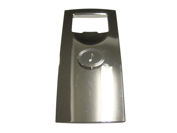 Silver Toned Oval Etched Single Quaver Musical Note Bottle Opener