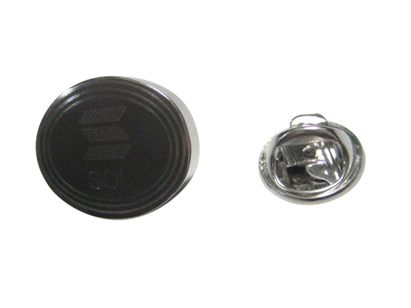 Silver Toned Oval Etched Solana Coin Cryptocurrency Blockchain Lapel Pin