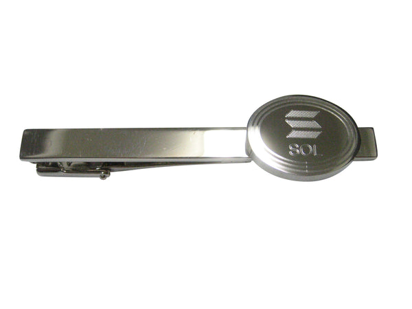 Silver Toned Oval Etched Solana Coin Cryptocurrency Blockchain Tie Clip