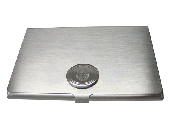 Silver Toned Oval Etched Spikey Puffer Fish Fugu Blowfish Business Card Holder