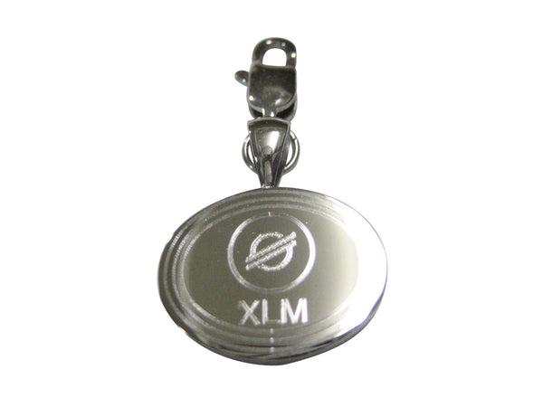 Silver Toned Oval Etched Stellar Lumens Coin XLM Cryptocurrency Blockchain Pendant Zipper Pull Charm