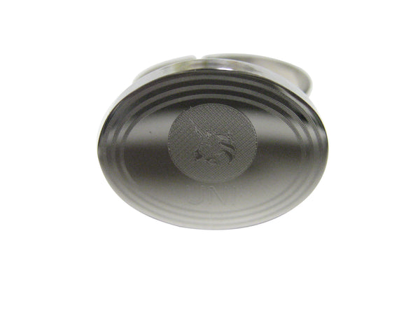 Silver Toned Oval Etched Uniswap Coin Cryptocurrency Blockchain Adjustable Size Fashion Ring