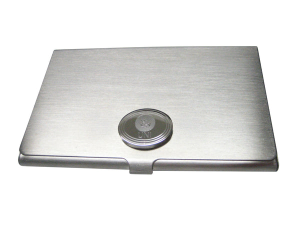 Silver Toned Oval Etched Uniswap Coin Cryptocurrency Blockchain Business Card Holder