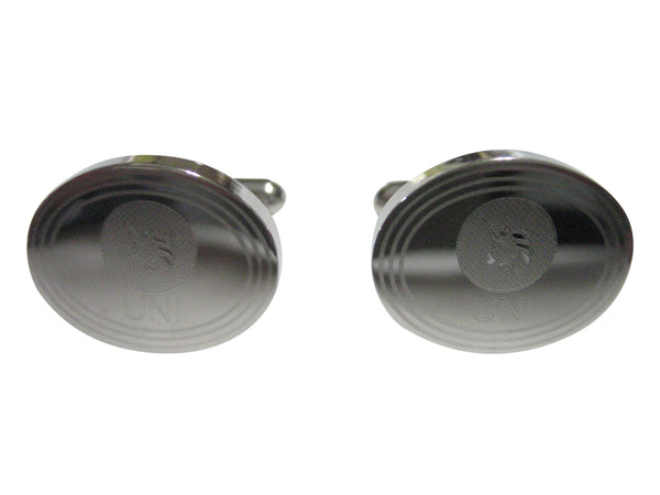 Silver Toned Oval Etched Uniswap Coin Cryptocurrency Blockchain Cufflinks