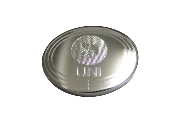 Silver Toned Oval Etched Uniswap Coin Cryptocurrency Blockchain Magnet
