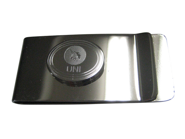 Silver Toned Oval Etched Uniswap Coin Cryptocurrency Blockchain Money Clip