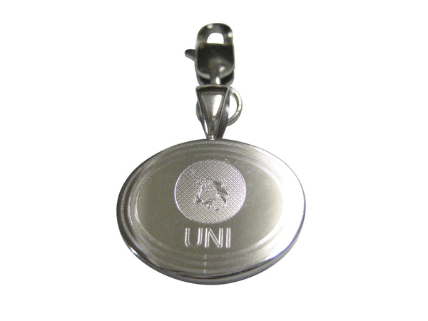 Silver Toned Oval Etched Uniswap Coin Cryptocurrency Blockchain Pendant Zipper Pull Charm