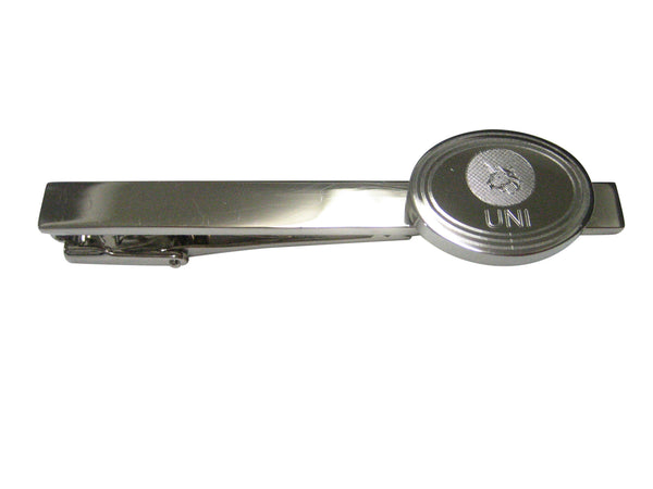 Silver Toned Oval Etched Uniswap Coin Cryptocurrency Blockchain Tie Clip