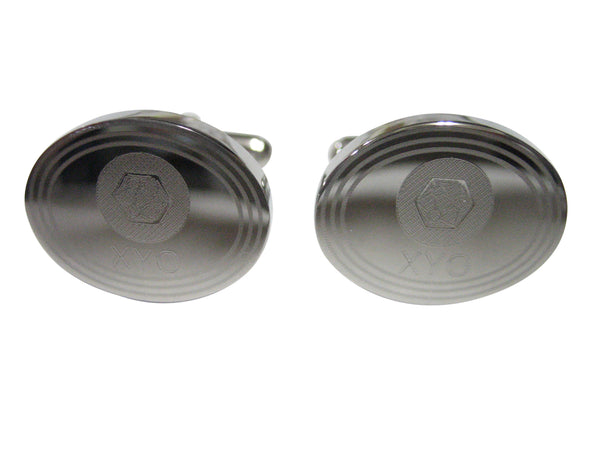 Silver Toned Oval Etched XYO Coin Cryptocurrency Blockchain Cufflinks