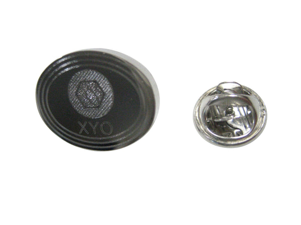 Silver Toned Oval Etched XYO Coin Cryptocurrency Blockchain Lapel Pin