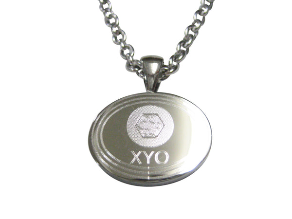Silver Toned Oval Etched XYO Coin Cryptocurrency Blockchain Pendant Necklace
