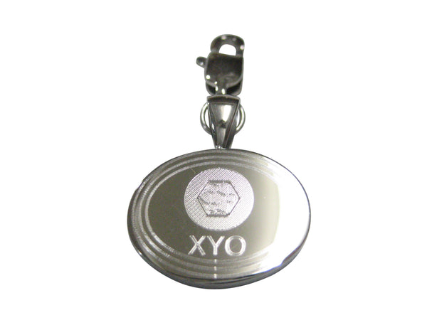 Silver Toned Oval Etched XYO Coin Cryptocurrency Blockchain Pendant Zipper Pull Charm