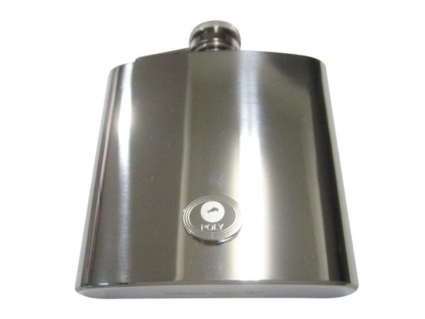 Silver Toned Oval Pendant Etched Polymath Coin POLY Cryptocurrency Blockchain 6oz Flask