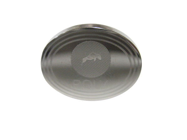 Silver Toned Oval Pendant Etched Polymath Coin POLY Cryptocurrency Blockchain Adjustable Size Fashion Ring