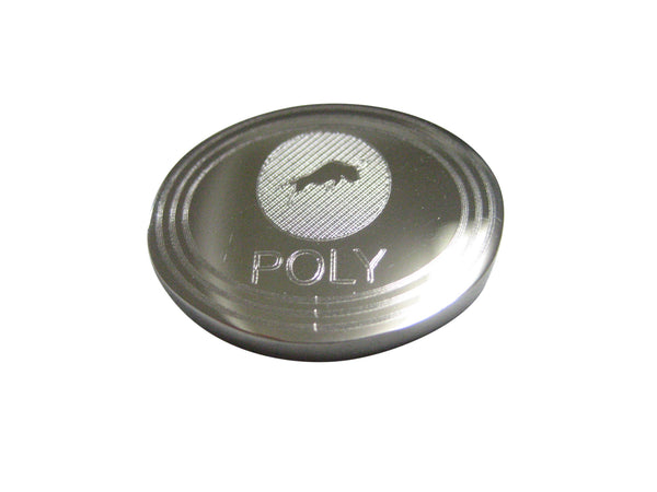 Silver Toned Oval Pendant Etched Polymath Coin POLY Cryptocurrency Blockchain Magnet
