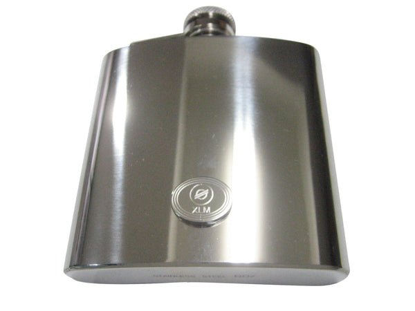Silver Toned Oval Pendant Etched Stellar Lumens Coin XLM Cryptocurrency Blockchain 6oz Flask
