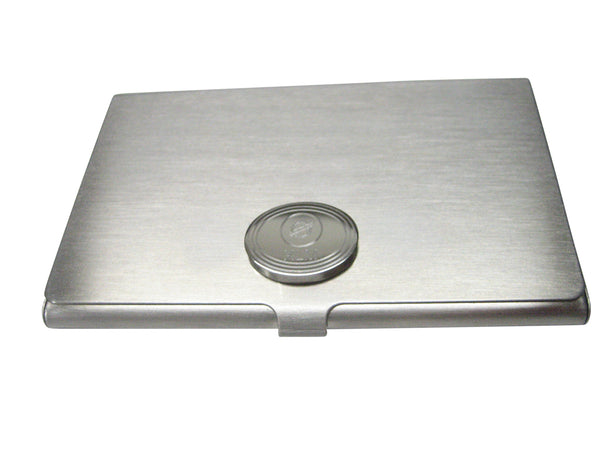 Silver Toned Oval Pendant Etched Stellar Lumens Coin XLM Cryptocurrency Blockchain Business Card Holder