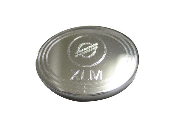 Silver Toned Oval Pendant Etched Stellar Lumens Coin XLM Cryptocurrency Blockchain Magnet