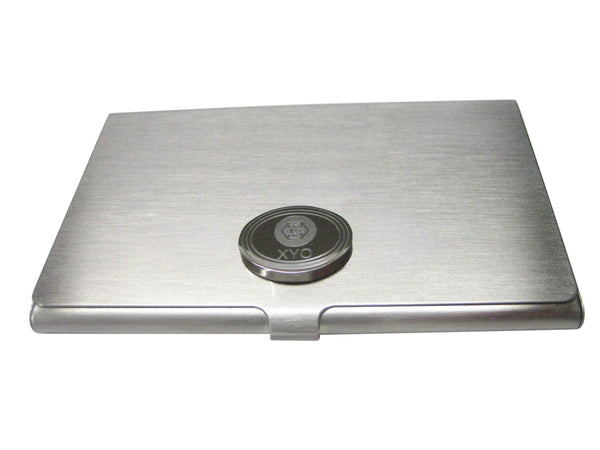 Silver Toned Oval Pendant Etched XYO Coin Cryptocurrency Blockchain Business Card Holder