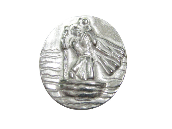 Silver Toned Oval Saint Christopher Magnet