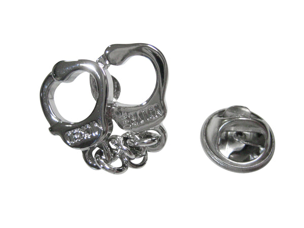 Silver Toned Police Handcuffs Lapel Pin