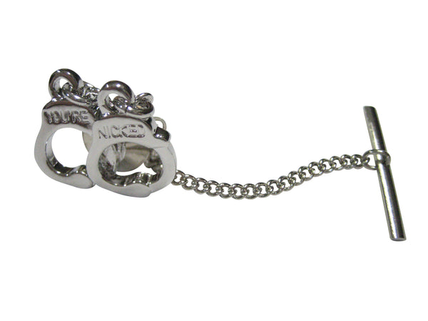 Silver Toned Police Handcuffs Tie Tack