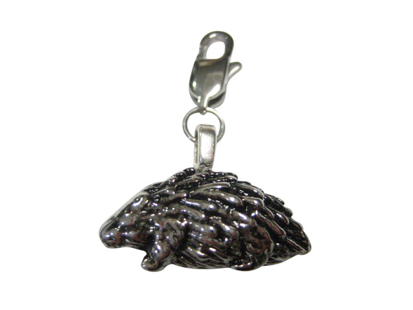 Silver Toned Porcupine Pendant Zipper Pull Charm