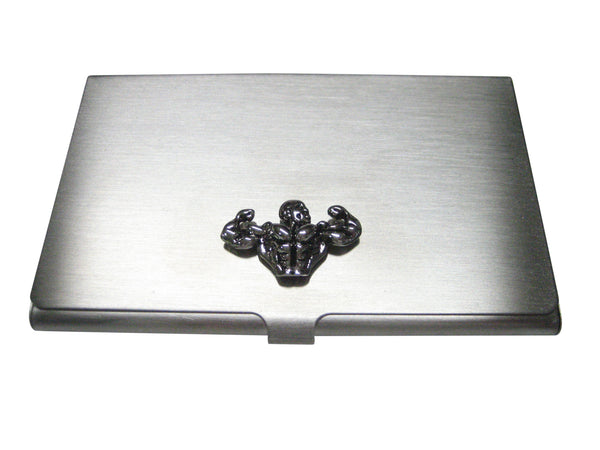 Silver Toned Powerlifting Body Builder Business Card Holder