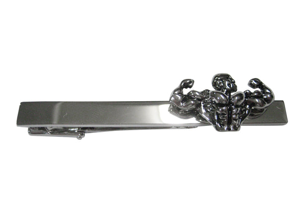 Silver Toned Powerlifting Body Builder Tie Clip