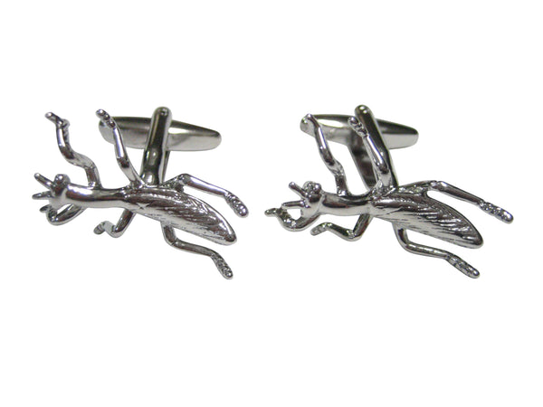 Silver Toned Praying Mantis Bug Insect Cufflinks