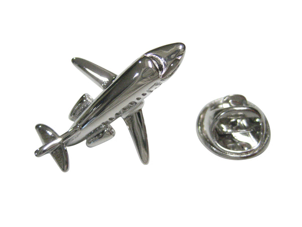 Silver Toned Private Jet Plane Lapel Pin