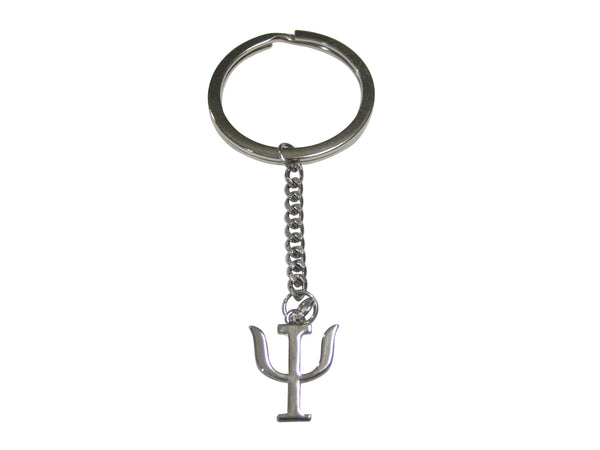 Silver Toned Psi Psychology Symbol Pendant Keychain