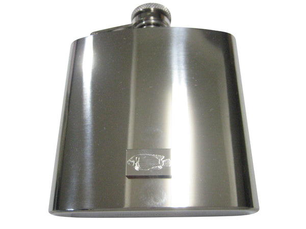 Silver Toned Rectangular Etched African Cichlid Fish 6oz Flask