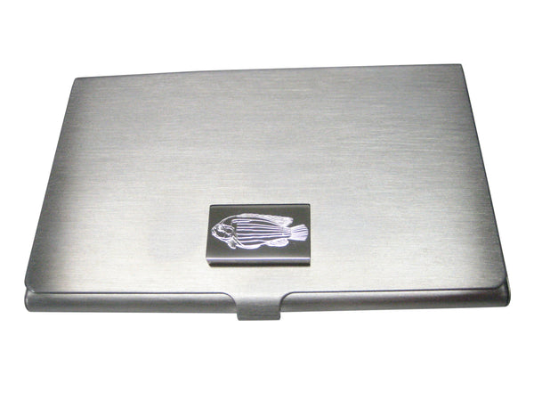 Silver Toned Rectangular Etched African Cichlid Fish Business Card Holder